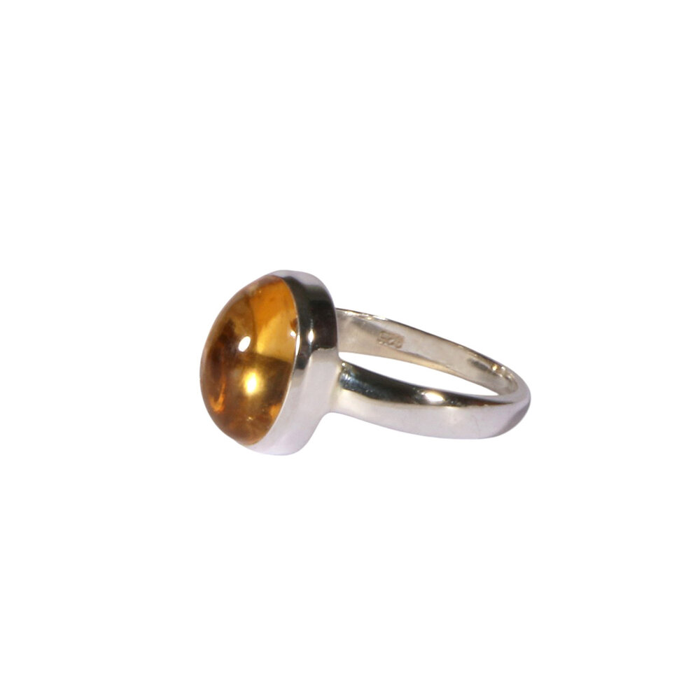 Zilveren ring citrien maat 16 1/2 | ovaal 1,2 x 0,9 cm