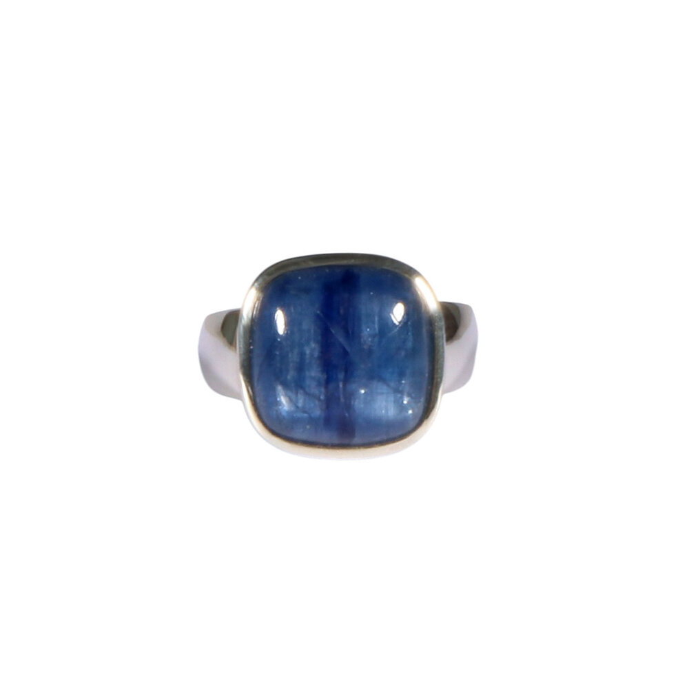 Zilveren ring kyaniet A-kwaliteit maat 19 1/2 | vierkant 1,4 x 1,4 cm
