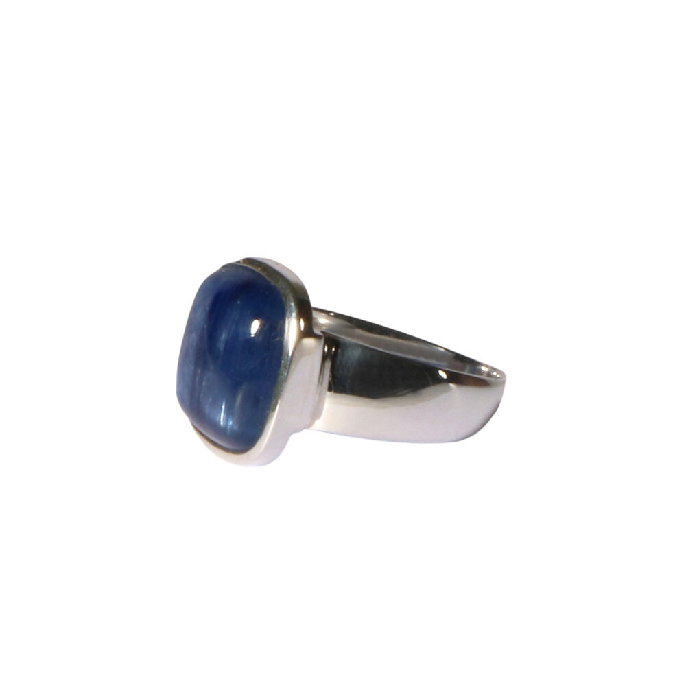 Zilveren ring kyaniet A-kwaliteit maat 19 1/2 | vierkant 1,4 x 1,4 cm