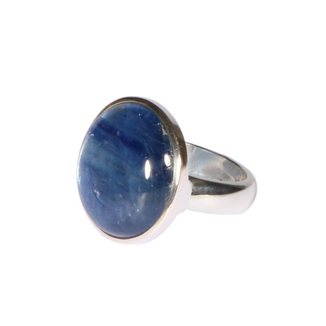 Zilveren ring kyaniet A-kwaliteit maat 18 1/2 (licht verstelbaar) | rond 1,9 cm