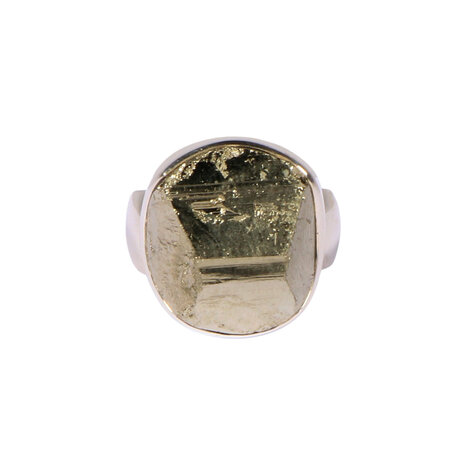 Zilveren ring pyriet maat 18 | ruw ovaal 1,8 x 1,6 cm Zilveren ring pyriet maat 18 | ruw ovaal 1,8 x 1,6 cm
