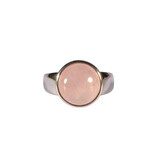 Zilveren ring rozenkwarts maat 19 1/2 | rond 1,3 cm