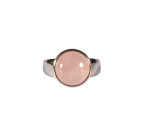 Zilveren ring rozenkwarts maat 19 1/2 | rond 1,3 cm