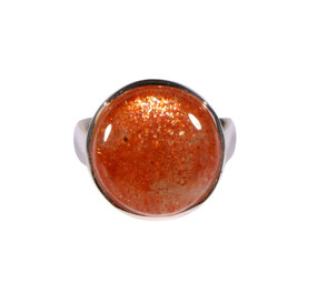 Zilveren ring zonnesteen maat 19 1/2 | rond 1,8 cm