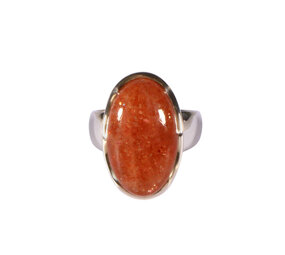 Zilveren ring zonnesteen maat 17 | ovaal 2 x 1,2 cm Zilveren ring zonnesteen maat 17 | ovaal 2 x 1,2 cm