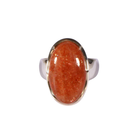 Zilveren ring zonnesteen maat 17 | ovaal 2 x 1,2 cm Zilveren ring zonnesteen maat 17 | ovaal 2 x 1,2 cm