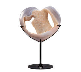 Agaat druzy hart op standaard 11,3 x 12,5 x 1,3 cm | 316 gram