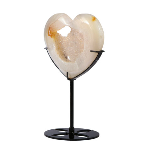 Agaat druzy hart op standaard 9,9 x 11,5 x 1,6 cm | 330 gram