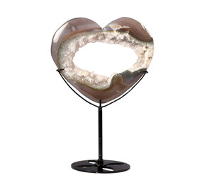 Agaat druzy hart op standaard 11,8 x 13,5 x 1,4 cm | 349 gram