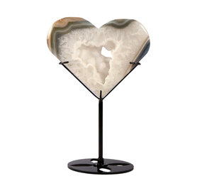 Agaat druzy hart op standaard 9,9 x 12 x 1,7 cm | 390 gram