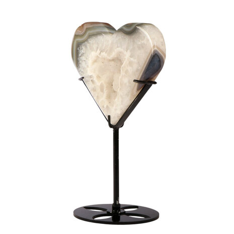 Agaat druzy hart op standaard 9,9 x 12 x 1,7 cm | 390 gram