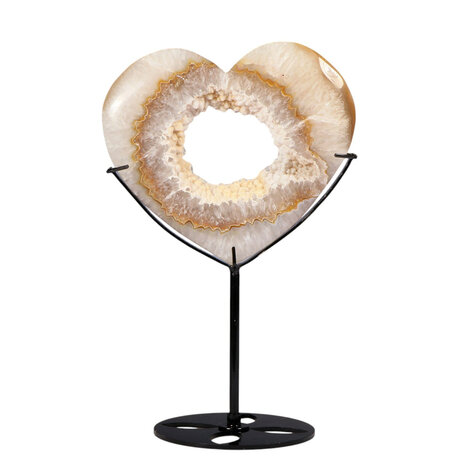 Agaat druzy hart op standaard 12,4 x 13,2 x 1,6 cm | 473 gram