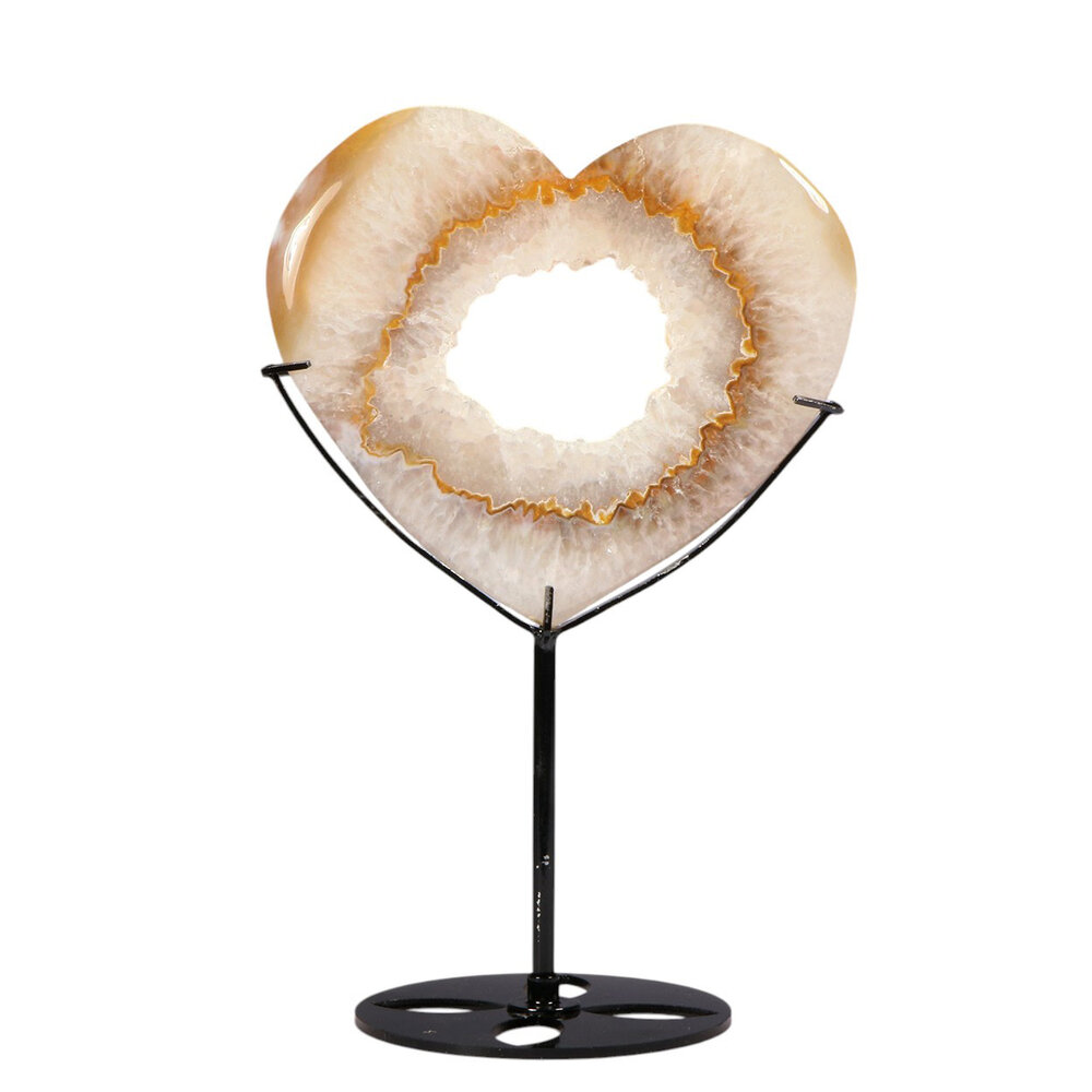 Agaat druzy hart op standaard 12,4 x 13,2 x 1,6 cm | 473 gram