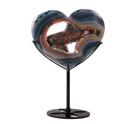 Agaat met amethist (galaxy) hart op standaard 9,5 x 11,5 x 1,1 cm | 248 gram Agaat met amethist (galaxy) hart op standaard 9,5 x 11,5 x 1,1 cm | 248 gram