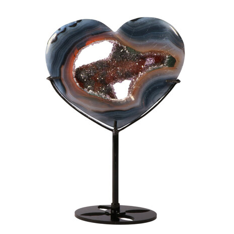 Agaat met amethist (galaxy) hart op standaard 9,5 x 11,5 x 1,1 cm | 248 gram Agaat met amethist (galaxy) hart op standaard 9,5 x 11,5 x 1,1 cm | 248 gram