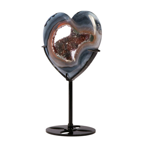 Agaat met amethist (galaxy) hart op standaard 9,5 x 11,5 x 1,1 cm | 248 gram Agaat met amethist (galaxy) hart op standaard 9,5 x 11,5 x 1,1 cm | 248 gram