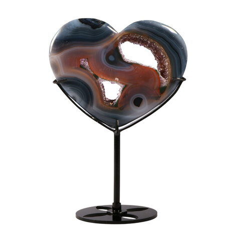 Agaat met amethist (galaxy) hart op standaard 9,5 x 11,5 x 1,1 cm | 248 gram Agaat met amethist (galaxy) hart op standaard 9,5 x 11,5 x 1,1 cm | 248 gram