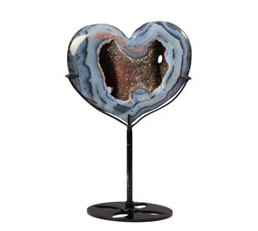 Agaat met amethist (galaxy) hart op standaard 9,8 x 11,3 x 1,8 cm | 352 gram Agaat met amethist (galaxy) hart op standaard 9,8 x 11,3 x 1,8 cm | 352 gram