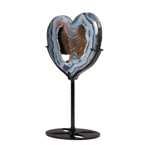 Agaat met amethist (galaxy) hart op standaard 9,8 x 11,3 x 1,8 cm | 352 gram Agaat met amethist (galaxy) hart op standaard 9,8 x 11,3 x 1,8 cm | 352 gram