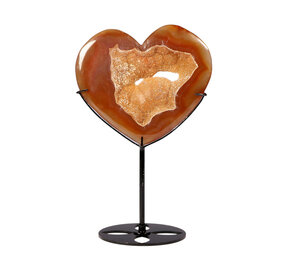 Carneool (druzy) hart op standaard 12 x 13,4 x 1,4 cm | 445 gram
