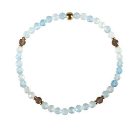 Aquamarijn met rookkwarts  gold filled armband 4 mm facet