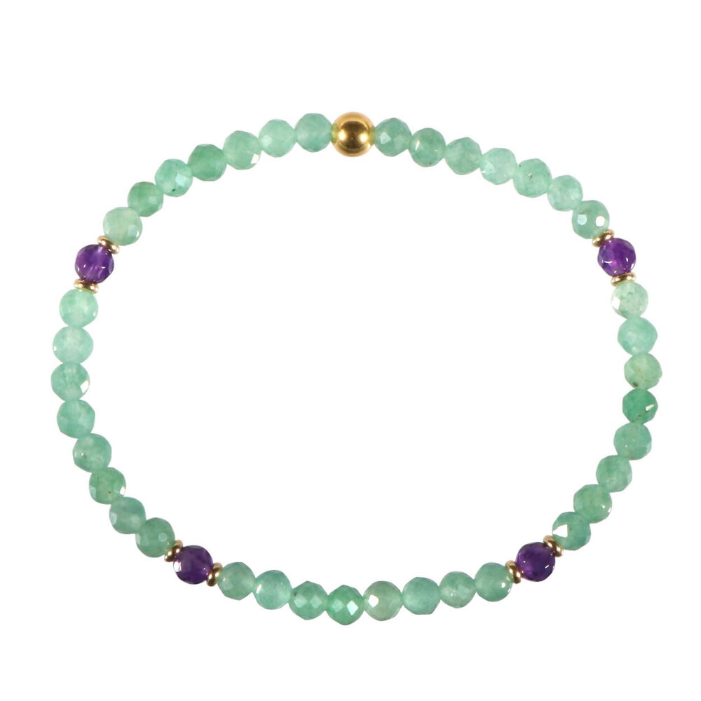 Aventurijn met amethist gold filled armband 4 mm facet Aventurijn met amethist gold filled armband 4 mm facet