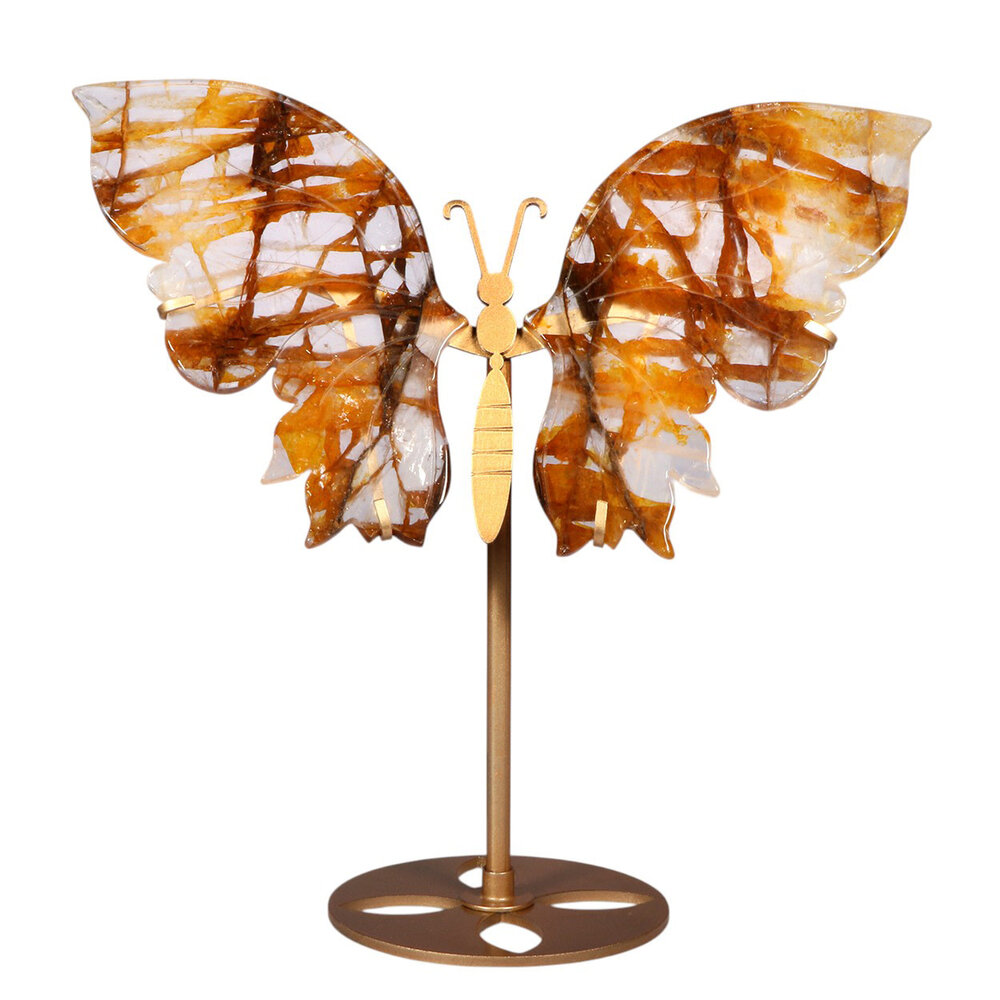 Golden healer vlinder op standaard (goudkleurig) 24,5 x 14,5 x 0,7 cm | 555 gram