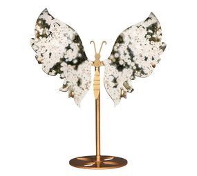 Jaspis (oceaan) vlinder op (goudkleurig) standaard 23 x 18 x 0,8 cm | 594 gram