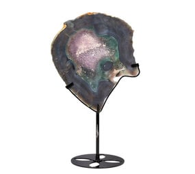 Amethist (galaxy) met agaat op standaard 22,4 x 18,3 x 1,3 cm | 1095 gram