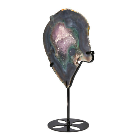 Amethist (galaxy) met agaat op standaard 22,4 x 18,3 x 1,3 cm | 1095 gram