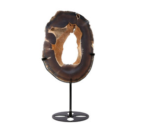 Amethist (galaxy) met agaat portal op standaard 21,8 x 14,7 x 1,9 cm | 1136 gram