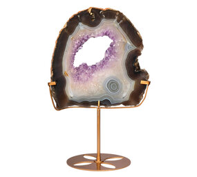 Amethist (galaxy) met agaat portal op standaard 21 x 20,7 x 1,4 cm | 1382 gram Amethist (galaxy) met agaat portal op standaard 21 x 20,7 x 1,4 cm | 1382 gram