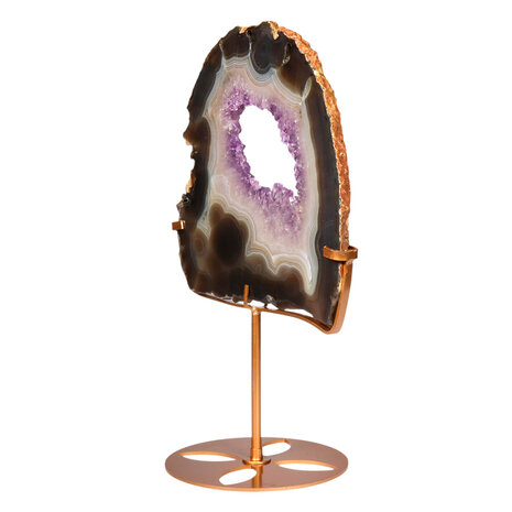 Amethist (galaxy) met agaat portal op standaard 21 x 20,7 x 1,4 cm | 1382 gram Amethist (galaxy) met agaat portal op standaard 21 x 20,7 x 1,4 cm | 1382 gram