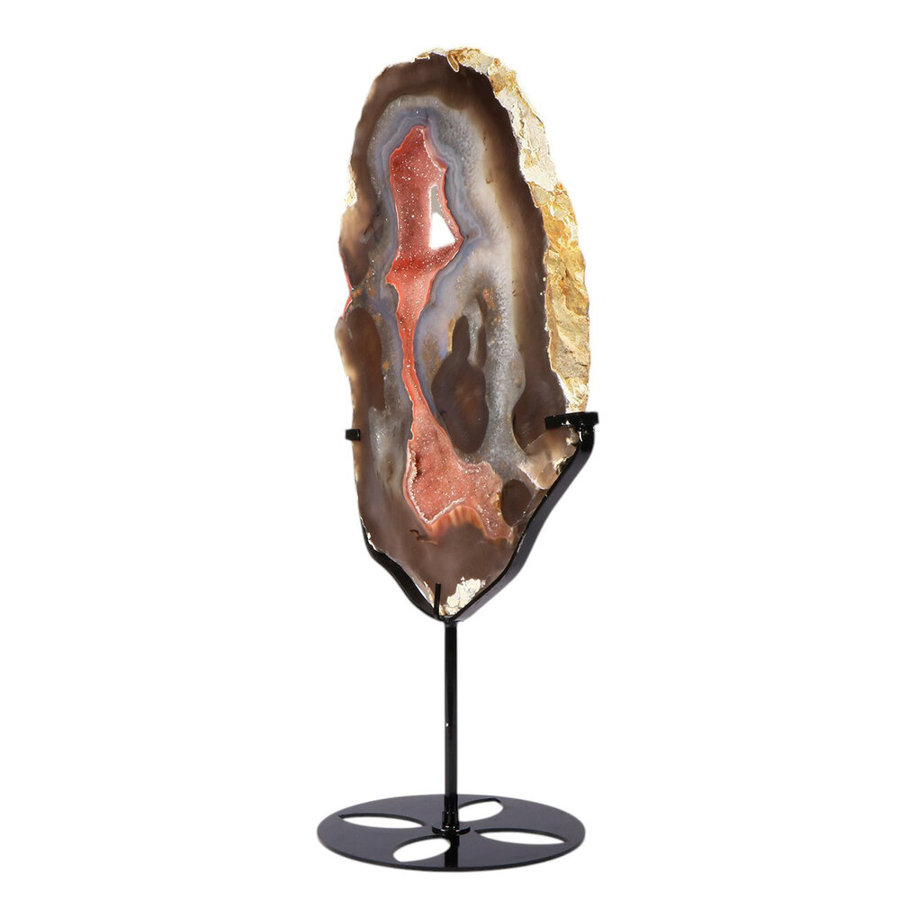 Amethist (galaxy) met agaat op standaard 31,2 x 20,1 x 1,7 cm | 2137 gram