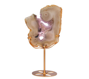 Amethist (galaxy) met agaat op standaard 17,5 x 15,3 x 1,3 cm | 817 gram Amethist (galaxy) met agaat op standaard 17,5 x 15,3 x 1,3 cm | 817 gram