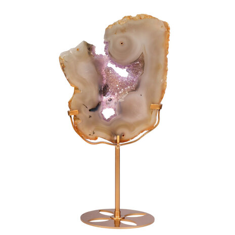 Amethist (galaxy) met agaat op standaard 17,5 x 15,3 x 1,3 cm | 817 gram Amethist (galaxy) met agaat op standaard 17,5 x 15,3 x 1,3 cm | 817 gram