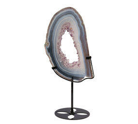 Amethist (galaxy) met agaat portal op standaard 24,2 x 14 x 1,3 cm | 951 gram