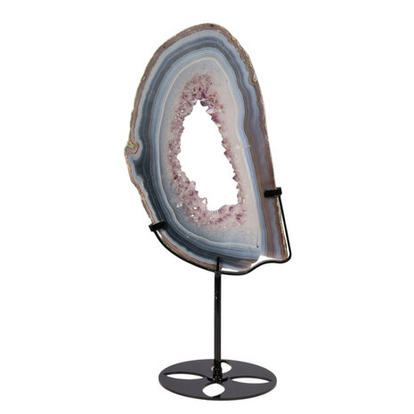 Amethist (galaxy) met agaat portal op standaard 24,2 x 14 x 1,3 cm | 951 gram