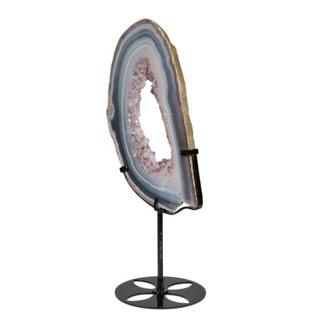Amethist (galaxy) met agaat portal op standaard 24,2 x 14 x 1,3 cm | 951 gram