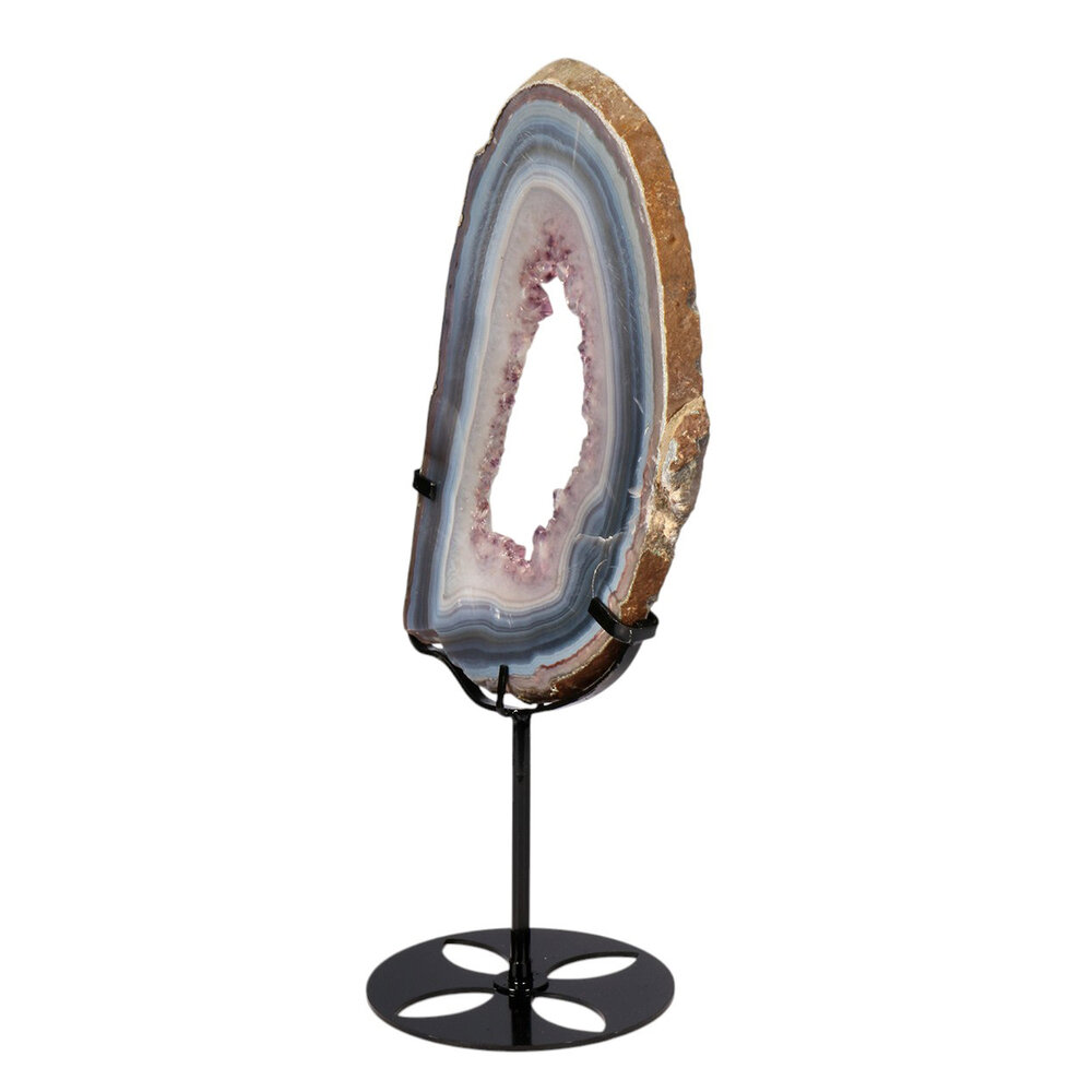 Amethist (galaxy) met agaat portal op standaard 24,2 x 14 x 1,3 cm | 951 gram