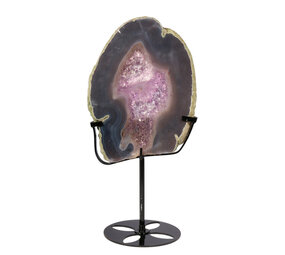 Amethist (galaxy) met agaat op standaard 20,3 x 14,4 x 1,6 cm | 1047 gram
