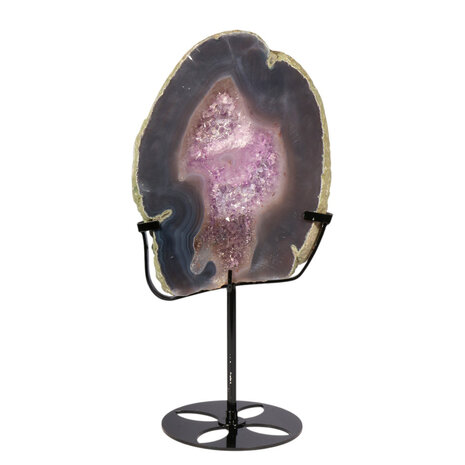 Amethist (galaxy) met agaat op standaard 20,3 x 14,4 x 1,6 cm | 1047 gram