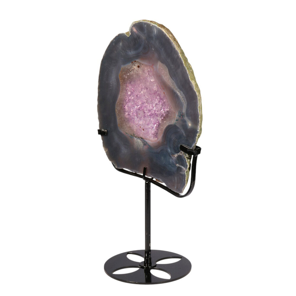 Amethist (galaxy) met agaat op standaard 20,3 x 14,4 x 1,6 cm | 1047 gram