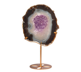 Amethist (galaxy) met agaat op standaard 20,8 x 19,6 x 1,3 cm | 1248 gram