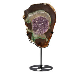 Amethist (galaxy) met agaat op standaard 25,7 x 19,7 x 1,5 cm | 1587 gram