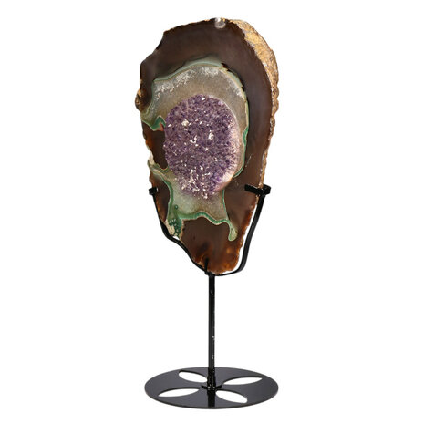 Amethist (galaxy) met agaat op standaard 25,7 x 19,7 x 1,5 cm | 1587 gram