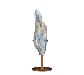 Kyaniet kristal op goudkleurige standaard 200 - 250 gram