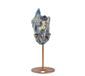 Kyaniet kristal op goudkleurige standaard 13,3 x 6,4 x 2,3 cm | 344 gram