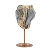 Kyaniet kristal op goudkleurige standaard 10,8 x 9,3 x 3,6 cm | 701 gram