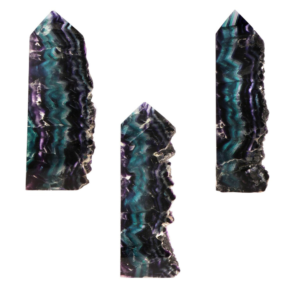 Fluoriet (multi) cluster obelisk geslepen 18,5 - 19,5 cm